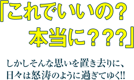 「これでいいの？本当に？？？」
しかしそんな思いを置き去りに、
日々は怒涛のように過ぎてゆく！！