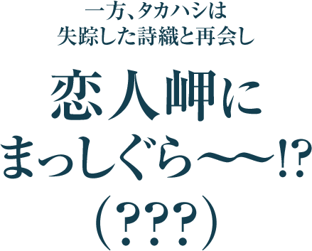 一方、タカハシは
失踪した詩織と再会し
恋人岬に
まっしぐら～～！？
（？？？）