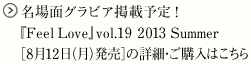 名場面グラビア掲載予定！『ＦｅｅｌＬｏｖｅ』vol.19　2013　Summer［8月12日（月）発売］の詳細・ご購入はこちら