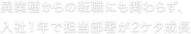 異業種からの転職にも関わらず、入社1年で担当部署が2ケタ成長